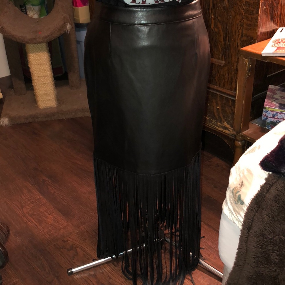 Chelsea & Theodore black fringe dress